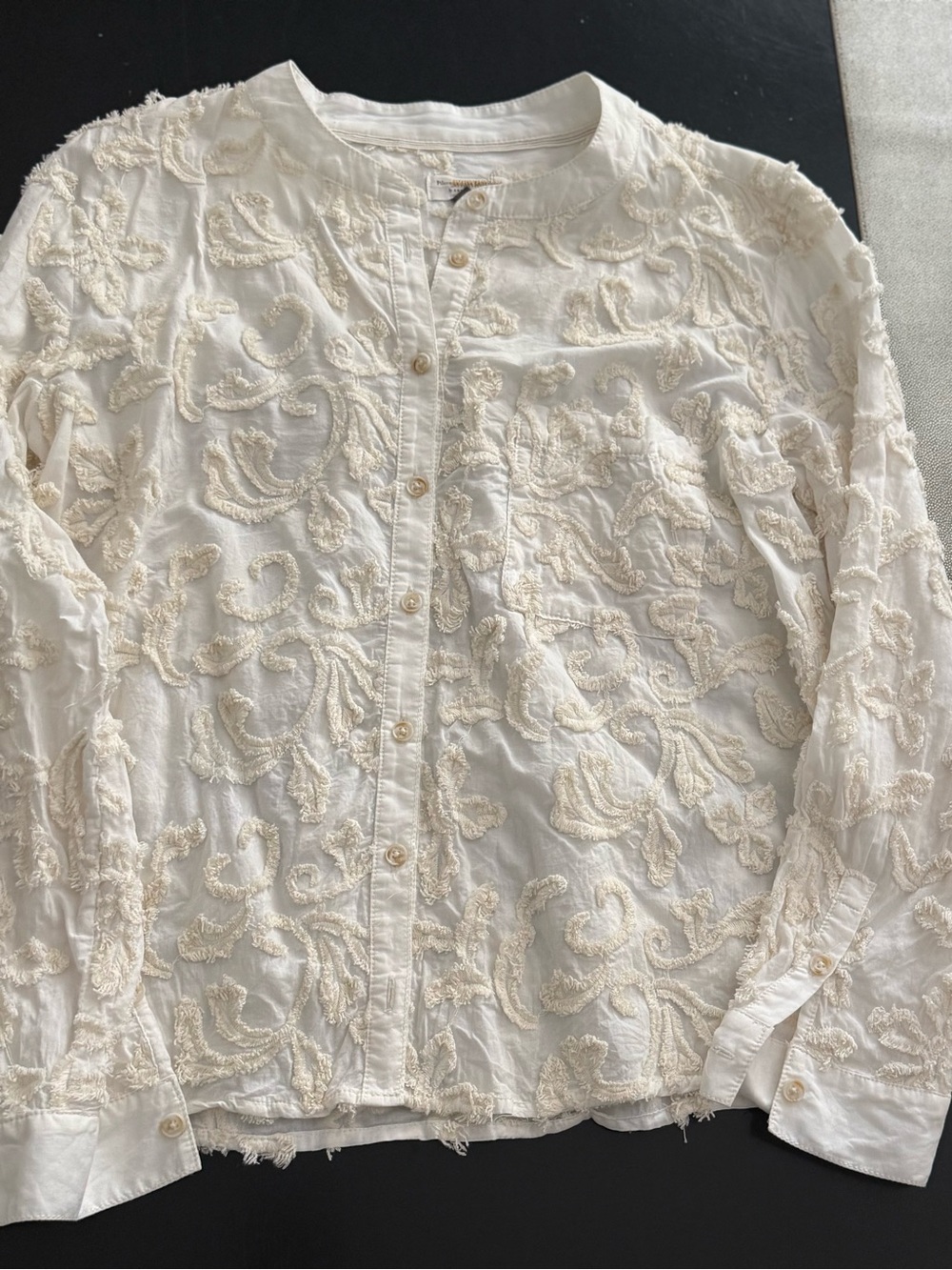 Pilcro by Anthropologie Embroidered Ivory Button-Up Shirt, Sz M Like New!